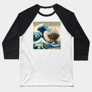 Kanagawa Offshore Platform - Oil & Gas Industry Inspired Wave Off Kanagawa Baseball T-Shirt